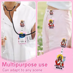 Mrsa Nursing ID Badge Holder with Card Case, Retractable Badge Reel, Rotating Clip, Nurse Name Tag Stand, Medical Assistant Badge Partner