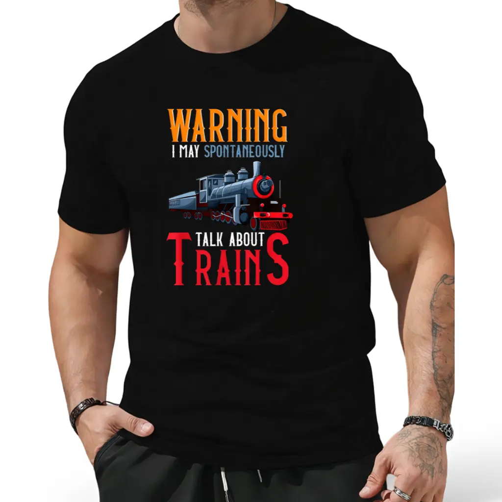 100% Cotton Locomotive Train Lover T-Shirt - Funny Train Shirts for MenHot selling items, Gift, Fashionable, Unisex, Vintage, Soft, Breathable, Casual - Crew Neck, Regular Fit
