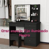 Large Lighted Fixed Mirror No Sliding / Black