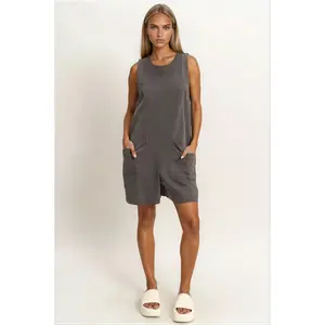 Capri Sleeveless Romper in Charcoal