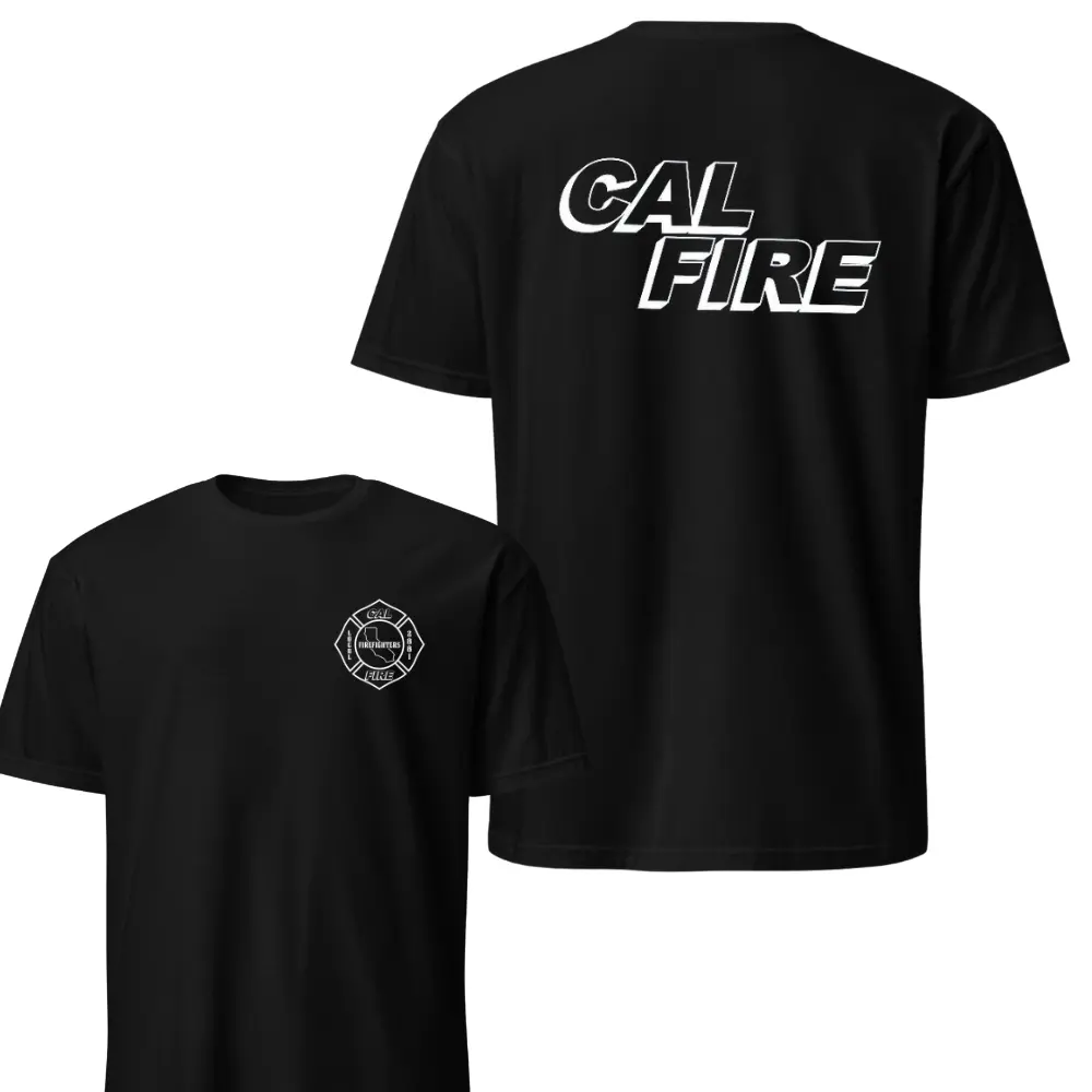 CAL FIRE Firefighter T-Shirt, Bold Fire Department Graphic Tee, Soft Cotton Blend Shirt, Durable Work Apparel for Men, Firefighter Themed GiftTshirt,EverydayStyle, TrendyOutfit