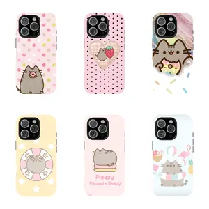 Kawaii Cat Donut Phone Case, Cute Pusheen Soft Transparent Shockproof Shell Compatible with iPhone 16 15 14 13 12 Pro Max Plus, Galaxy S25 S24 S23 Ultra, Birthday Gift for Her