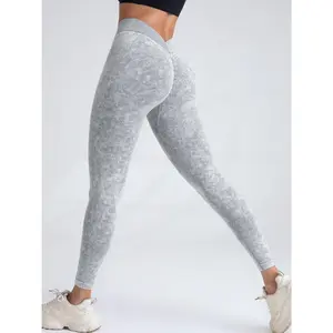 V-Back Scrunch Butt Workout Leggings, Women Seamless Gym Yoga Leggings High Waist Active Yoga Pants, Yoga Leggings High Waist Active Yoga Pants