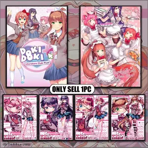 PIKPAKA Game Dokis D-Dokis L-Literatuares Club Poster HD Sticky Waterproof Wall Art High Quality Print Aesthetic Home Living Bedroom Bathroom Hallway Decor Trendy Room Decoration Easy-To-Apply Gift Durable
