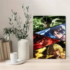 Japanese Manga Attack on Titan Wall Decor Poster, Cartoon Collection Birthday Party Decoration, Bedroom Dorm Room Background, No Frame