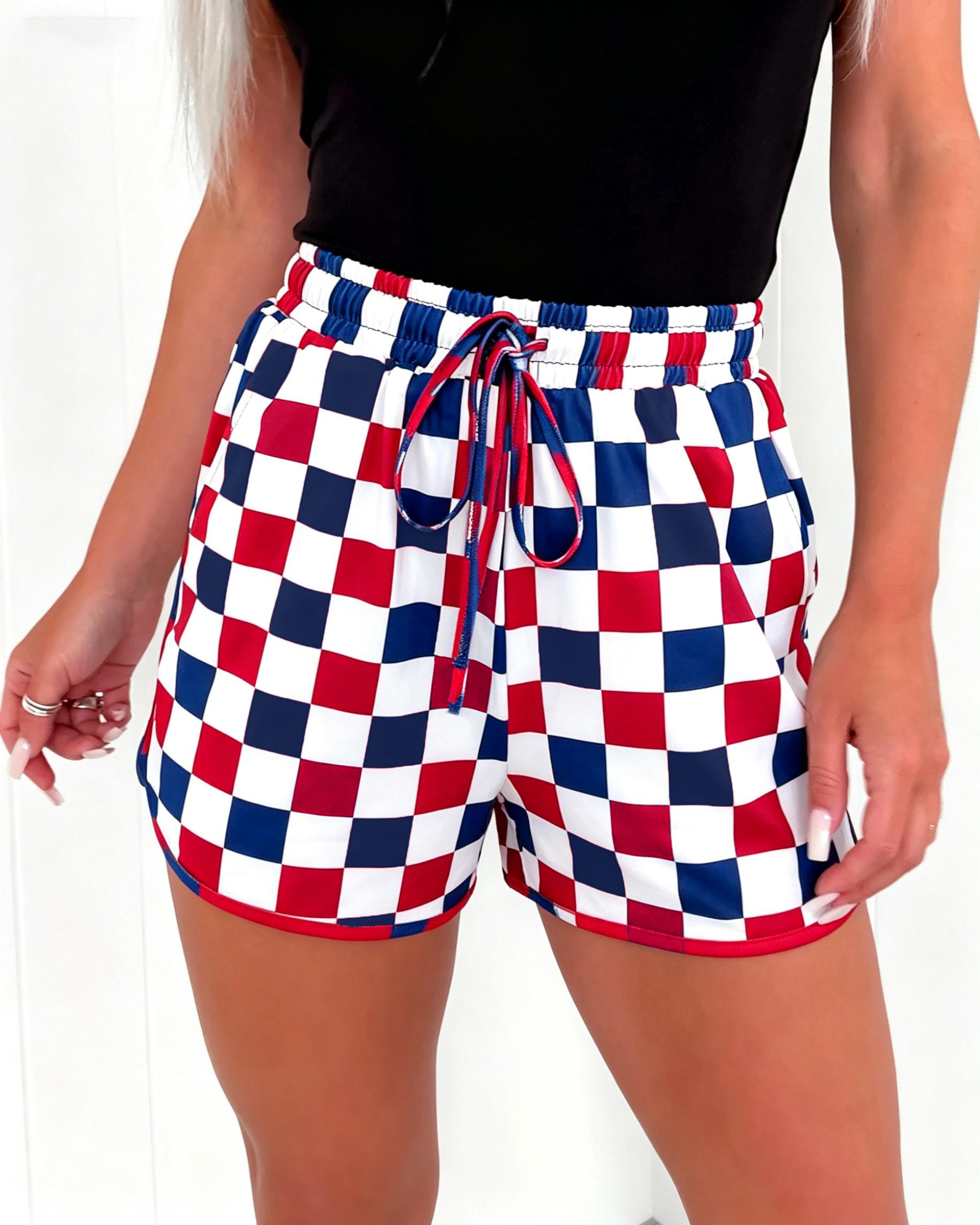 Mntaor Women's 2025 Checkered Drawstring Elastic Waist Casual Summer Shorts - Fitted Style with Adjustable Fit for Comfortable Outfit Mntaor Women's 2025 Checkered Drawstring Elastic Waist Casual Summer Shorts - Fitted Style with Adjustable Fit for Comfortable Outfit