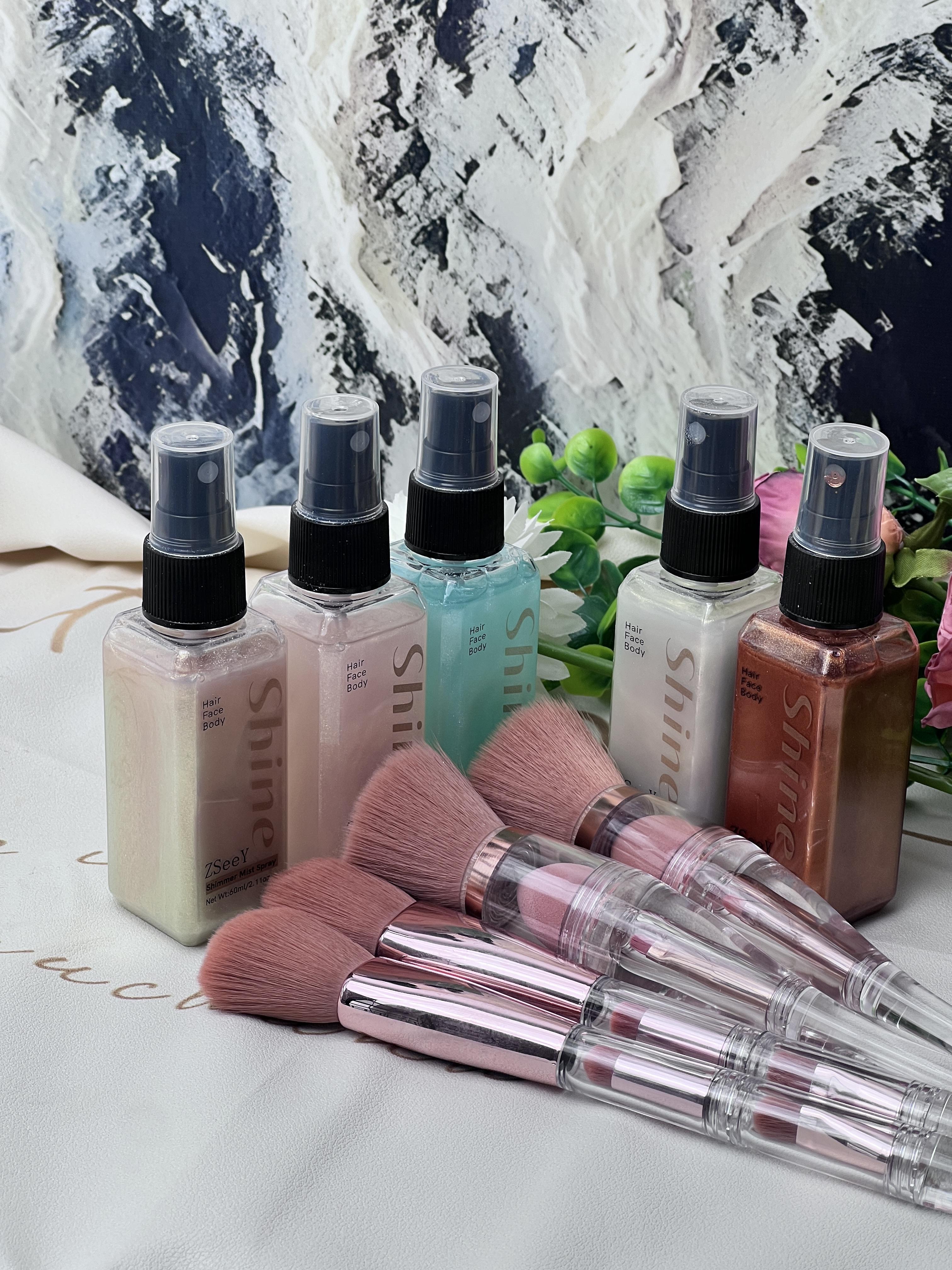 Sculpt Your Glow: Shimmer Mist & Brush Set for Collarbones, Cheeks & More