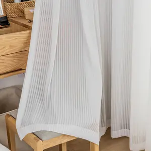 Internet Celebrity Vertical Blinds Sheer Curtains Vertical Striped Dream White Sheer Privacy Window