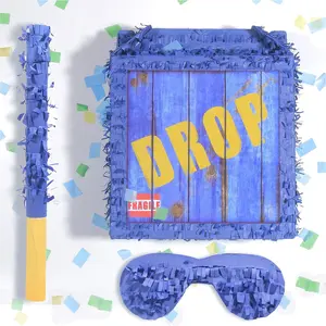 Hand Made Mexico Fiesta Piñatas Boom Box for Birthday Parties, Carnival and Related Events, With Piñata Stick and Blindfold