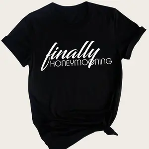 [Graphic T-Shirt] 100% Cotton Couple Matching T-Shirt - Couple Shirts,Couple Outfit, Finally Honeymooning Wifey & Hubby Matching Couple Graphic Tee Honeymoon Vacation Wedding Love Shirt ,Anniversary/Boyfriend/Girlfriend/Husband/Wife Gift