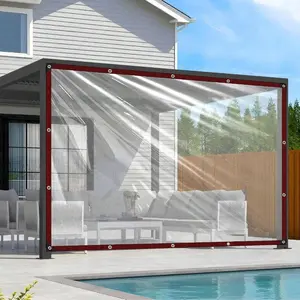 Tarp Waterproof 3x10 Tarps Heavy Duty Plastic Tarp With Grommets Vinyl Tarps Outdoor Patio Enclosure Cover Waterproof Transparent Tarpaulin Porch Greenhouse Plant