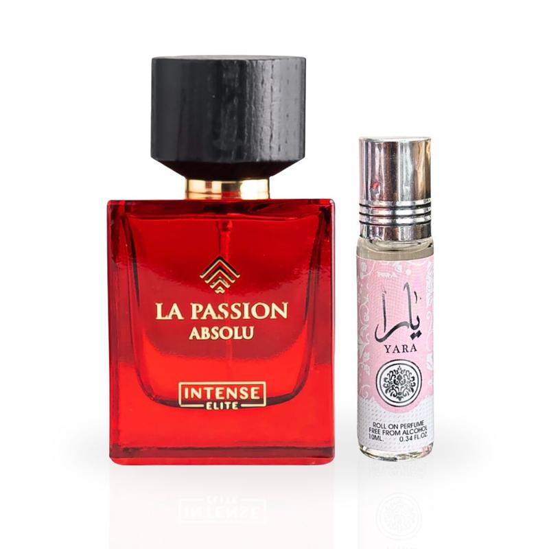 YARA Roll-On Perfume Oil CPO 10ML (0.34 OZ) By Ard Al Zaafaran & La Passion Absolu for Women EDP Spray 100ML (3.4 OZ) by Intense Elite | Embrace Grace with These Captivating Fragrances. (ELITE BUNDLE)