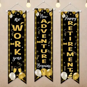 3pcs Retirement Party Decorations, and Banners, Happy Retirement Signs, Photo Booth Backdrops, Photography Supplies, Adventure