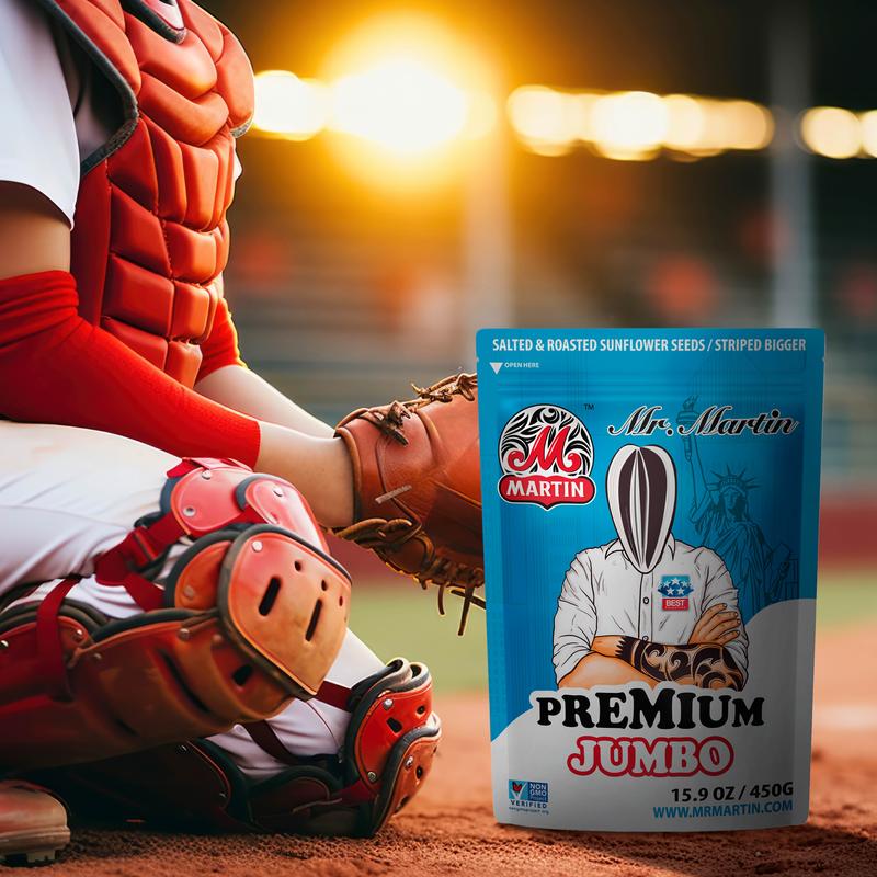 Mr. Martin Freshly Roasted Salted Premium Jumbo Stripped In-Shell Sunflower Seeds - Pack of 6