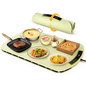 Electric Warming Tray, Foldable Food Warming Mat with 8 TEMP Setting, Full-surface Heat in 5s, 4 Hours Auto-off, Easy to Clean with Nano-Material, for Buffet, for Party, for Gathering
