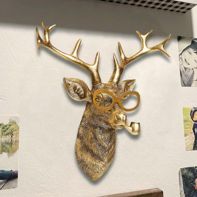 Animal Head Wall Decor, 1 Count Resin Animal Head Wall Hanging Ornament with Frame, Wall Art Decor for Home Living Room Bedroom Office