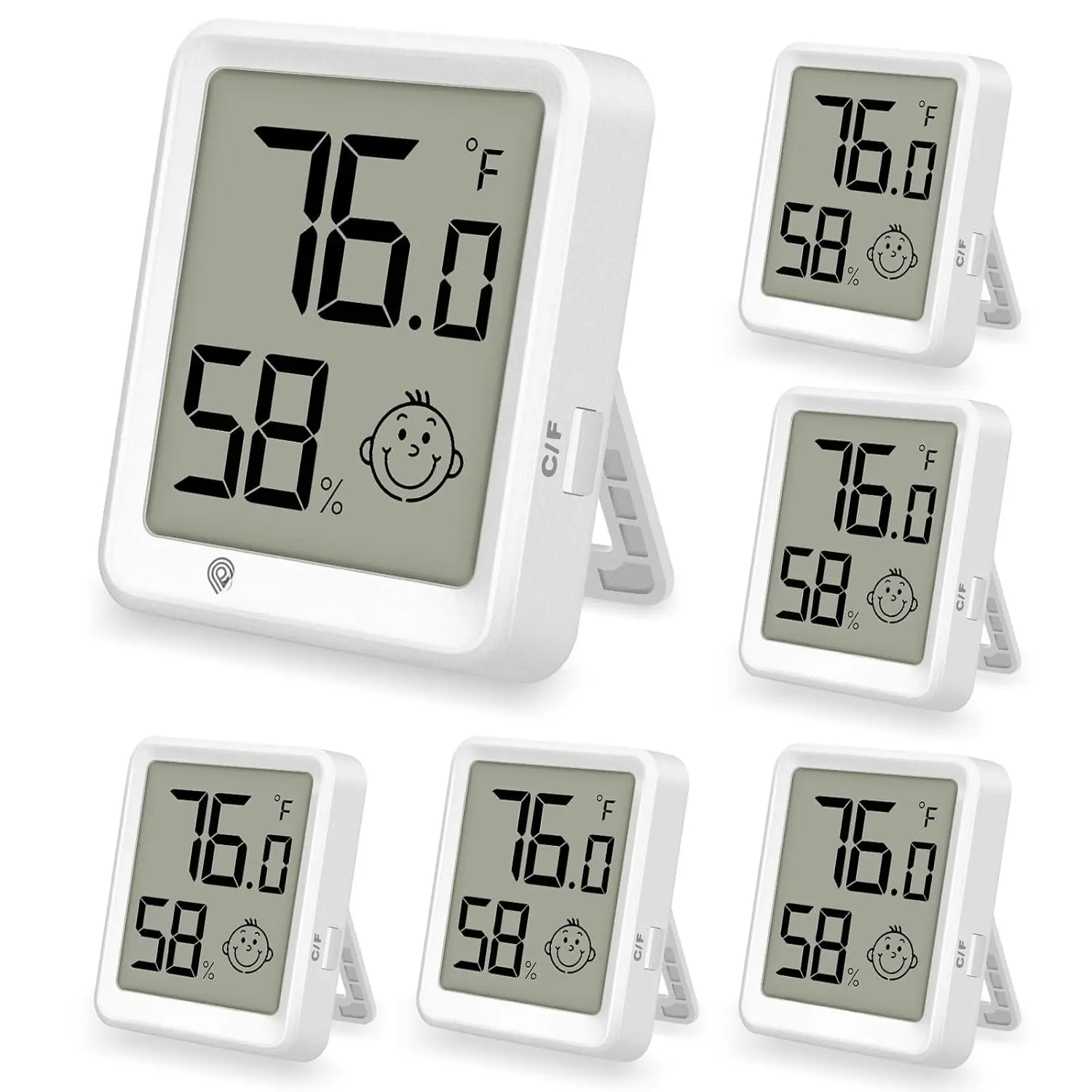 6 Pack Mini Digital Hygrometer Gauge Indoor Thermometer - LCD  Temperature with Comfort Index,Outdoor Humidity Meter for  House Office Garden and Cellar