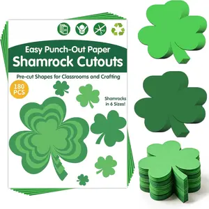 St Patricks Day Decorations - 180 PCS Shamrock Cutouts Pre-Cut Set| St Patricks Day Party Favors Supplies Accessories Decor for School Class - Spring Decor