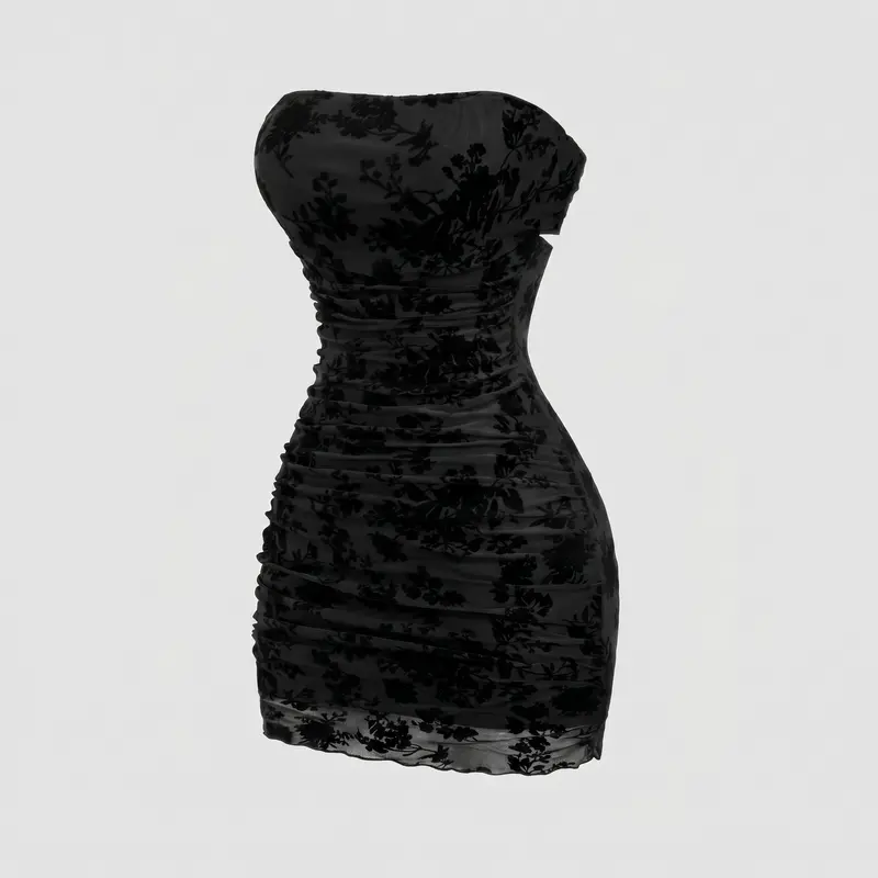 Women’s Floral Print Bodycon Mini Dress – Sleeveless Slim Fit Stretch Casual Party Dress, Soft Comfortable Black Dress summervibes Evening Party Dresses Bodycon Smooth Dress