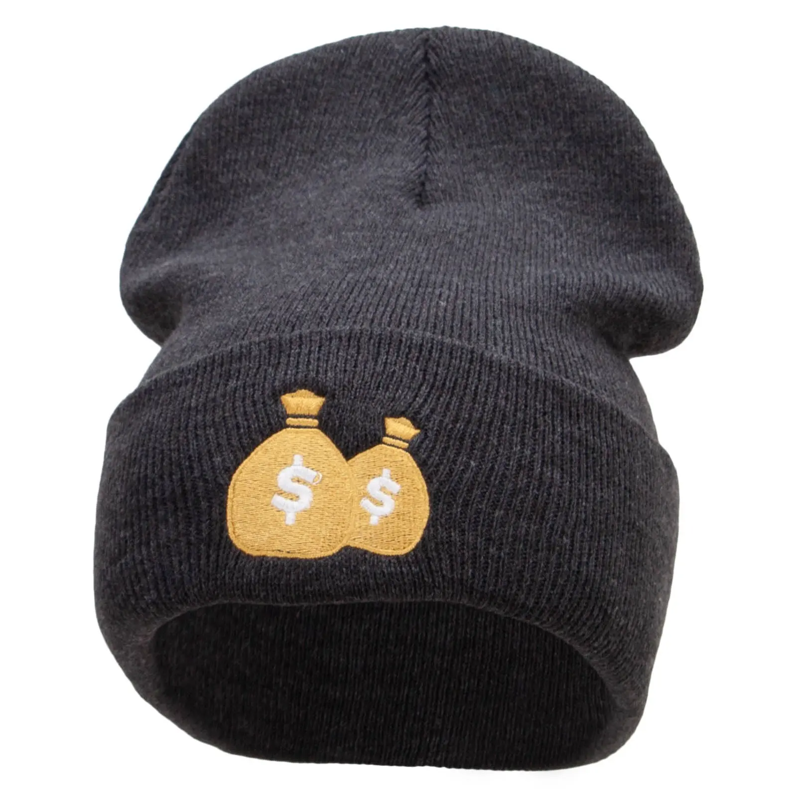 Money Pouch Embroidered 12 Inch Long Knitted Beanie