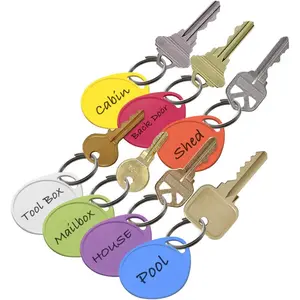 100pcs Colorful Plastic Key Tags with Labeled Slots - Tear Drop Shape Keychain Labels for Home Organization, DIY Crafts, Backpack Accessories, Writable Key Identifiers Tags