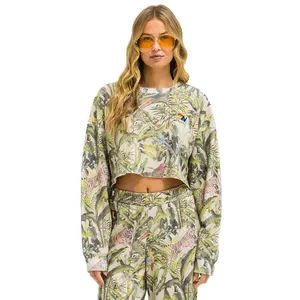 JUNGLE CROPPED CREW SWEATSHIRT RELAXED - SAND