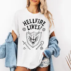 Hellfire Lives Shirt Eddie Munson Tribute Tee DND Graphic T-Shirt Hawkins High Club Fantasy Role Playing Gift Retro Gamer Tee 100% Cotton Unisex Fit Gildan 5000 Classic Fit