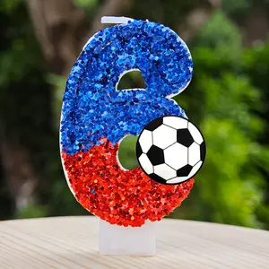 Football Candles Number 0-9 Soccer Candle Cake Decoration Boy Birthday Party for Kids Baby Shower Decor Gifts Ornaments