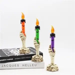 Halloween Decorative Props Simulation Flame Candle Light Ghost Festival Candlestick Bar Tabletop Ornament