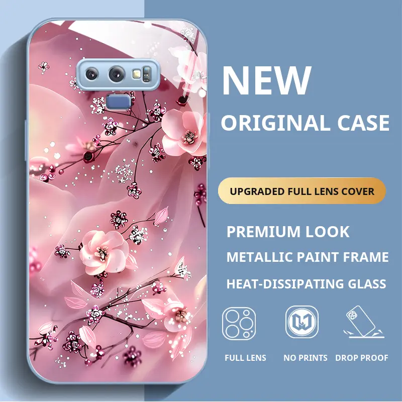Compatible with Samsung Galaxy Note9 Case, FLORAL LUX GLITTER Aesthetic Pattern Phone Cover, Shockproof Protective Case HNNYHBL-0756