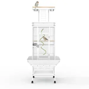 [FLASH SALE] Garvee 60"h Bird Cage, Parakeet Cage with Playtop, Bird Rope Perche, Feed Bowls, White Parrot Cage for Parakeets, Conures, Cockatiel, Cockatoo