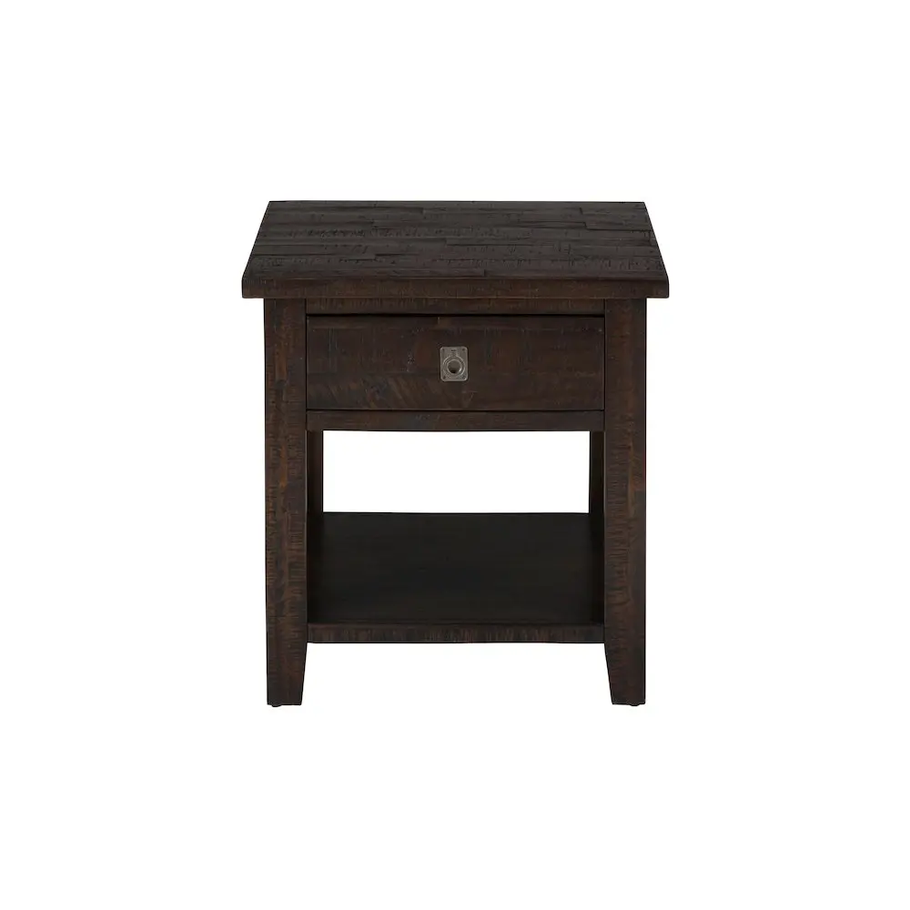 Kona Grove Heirloom Quality Solid Acacia Square End Table - Distressed Rustic, Natural Grain, Single Drawer
