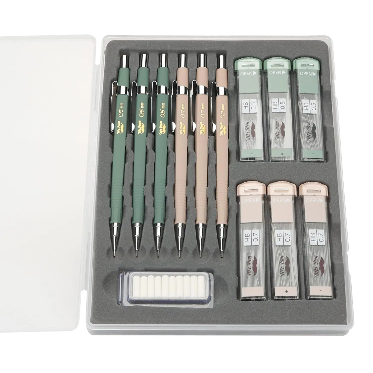 Mr. Pen- Mechanical Pencil Set with Lead and Eraser Refills, 6 Pack | 2 Sizes, 0.5 and 0.7mm, Sketching Pencils, Drafting Pencil, Drawing Mechanical Pencils
