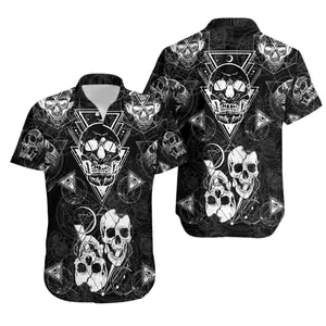 Skull Aloha Hawaiian Shirt For Summer - Skull Love Black Hawaiian Shirt