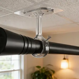 2-Pack Adjustable Ceiling Hooks for Curtain Rods Up to 32mm Wall Mounted Shower Hook, Durable Bathroom Organizer Accessory