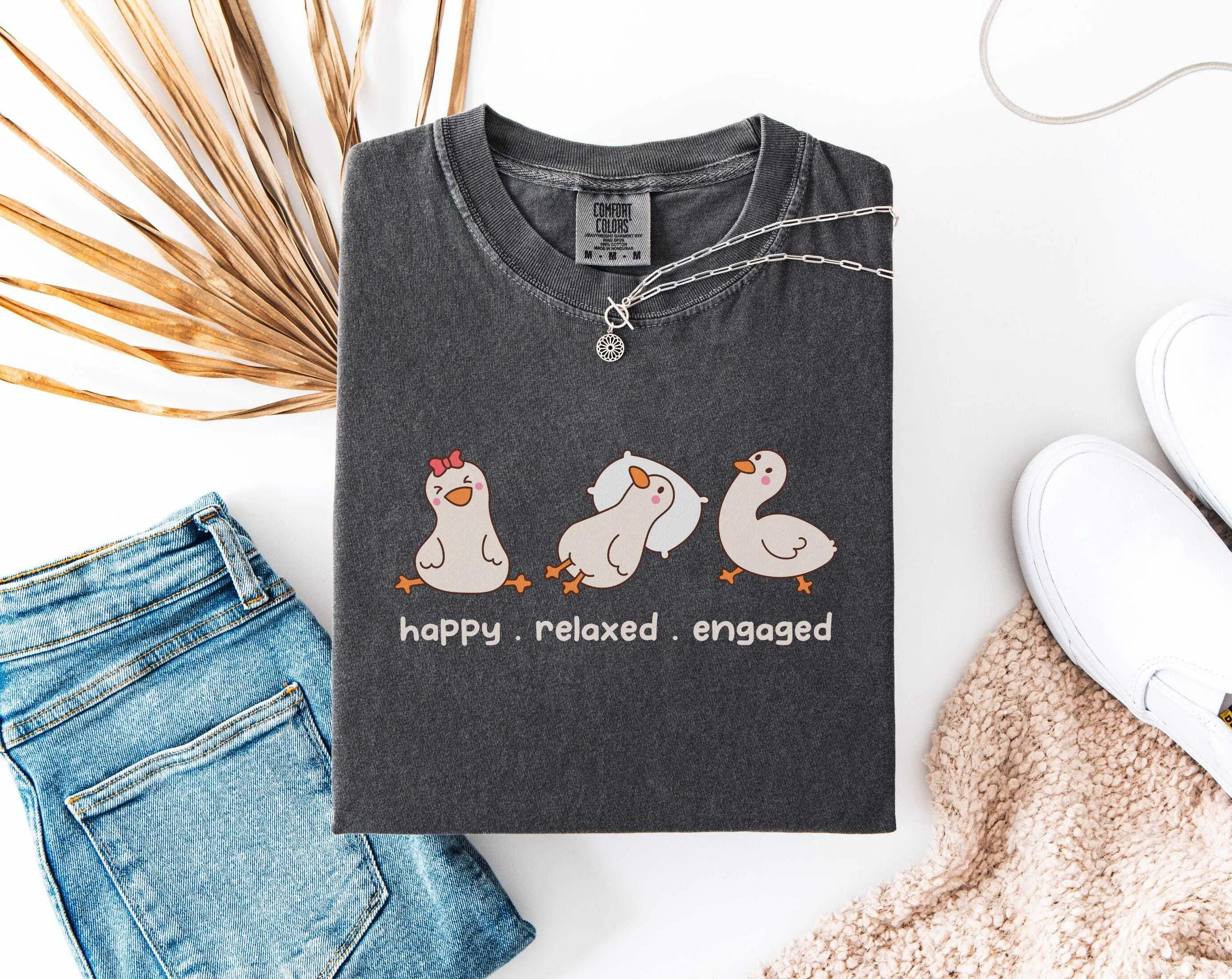 Happy Relaxed Engaged Silly Goose ABA Shirt, Comfort Colors® Behavior Analyst Tee, RBT Sped Teacher Gift, Funny BCBA Graduation T-shirt Top Womenswear Medium Casual