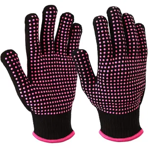 ‌2-Pack Heat-Resistant Gloves with Silicone Bumps Heat Blocking Gloves for Curling Hair Styling