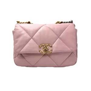Pre-owned CHANEL Lambskin Shoulder Bags 19Bag Small Pink Quilted Flap Bag(31***10) CC1952