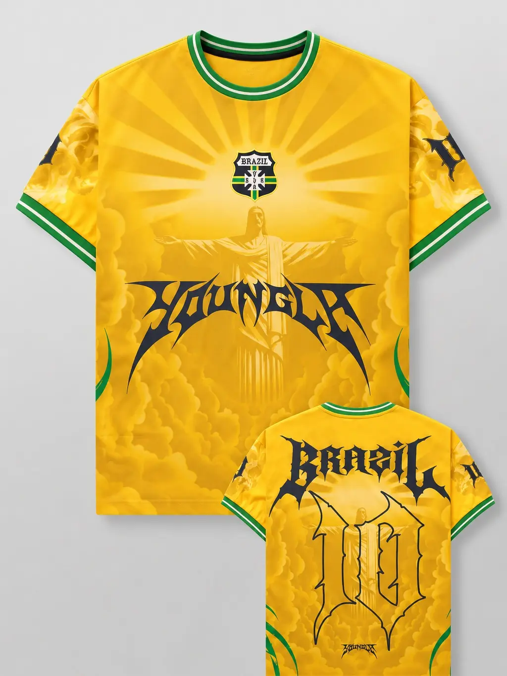 Brazil Football Fan Jersey Shirt, Yellow Number 10 Soccer Graphic Tee, Rio Christ Statue Sports Shirt, Brazil Supporter Gift, Unisex Game Day Apparel