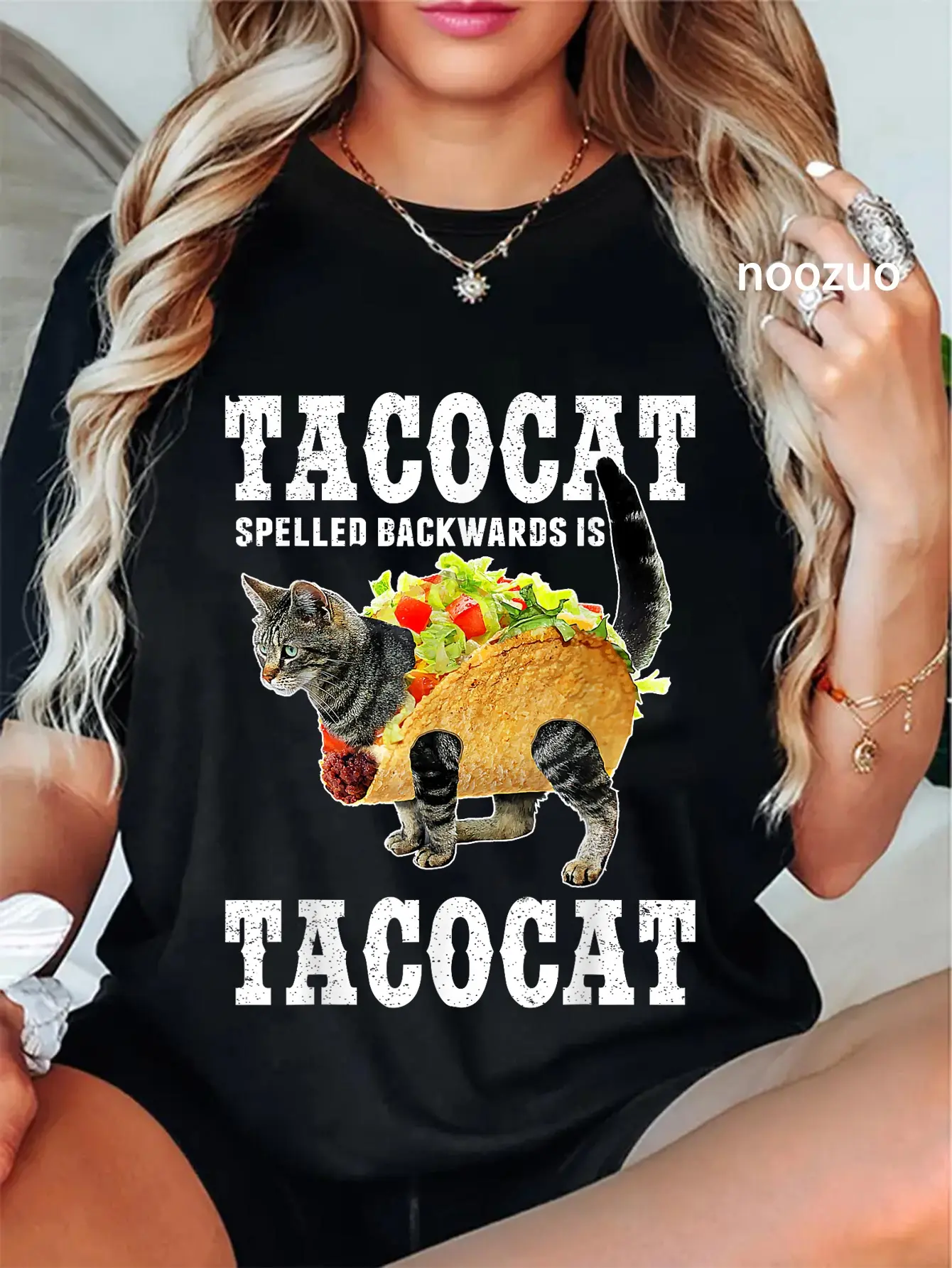 100% Cotton Tacocat Spelled Backwards is Tacocat Funny Cat Shirt T-Shirt