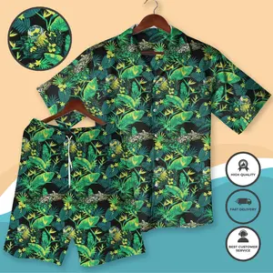 Sci-Fi Spaceship Robot Hawaiian Shirt Shorts Set Men Women Tropical Jungle Hibiscus Leaf Print Loose Aloha Beach Outfit Summer Vacation Sci-Fi Fan Co-ord Set