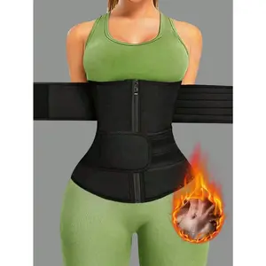 1pc Black Waist Trainer For Women, Cincher, Sauna Sweat Belt, Sports Trimmer, Abdominal Binder Shapewear Polyester