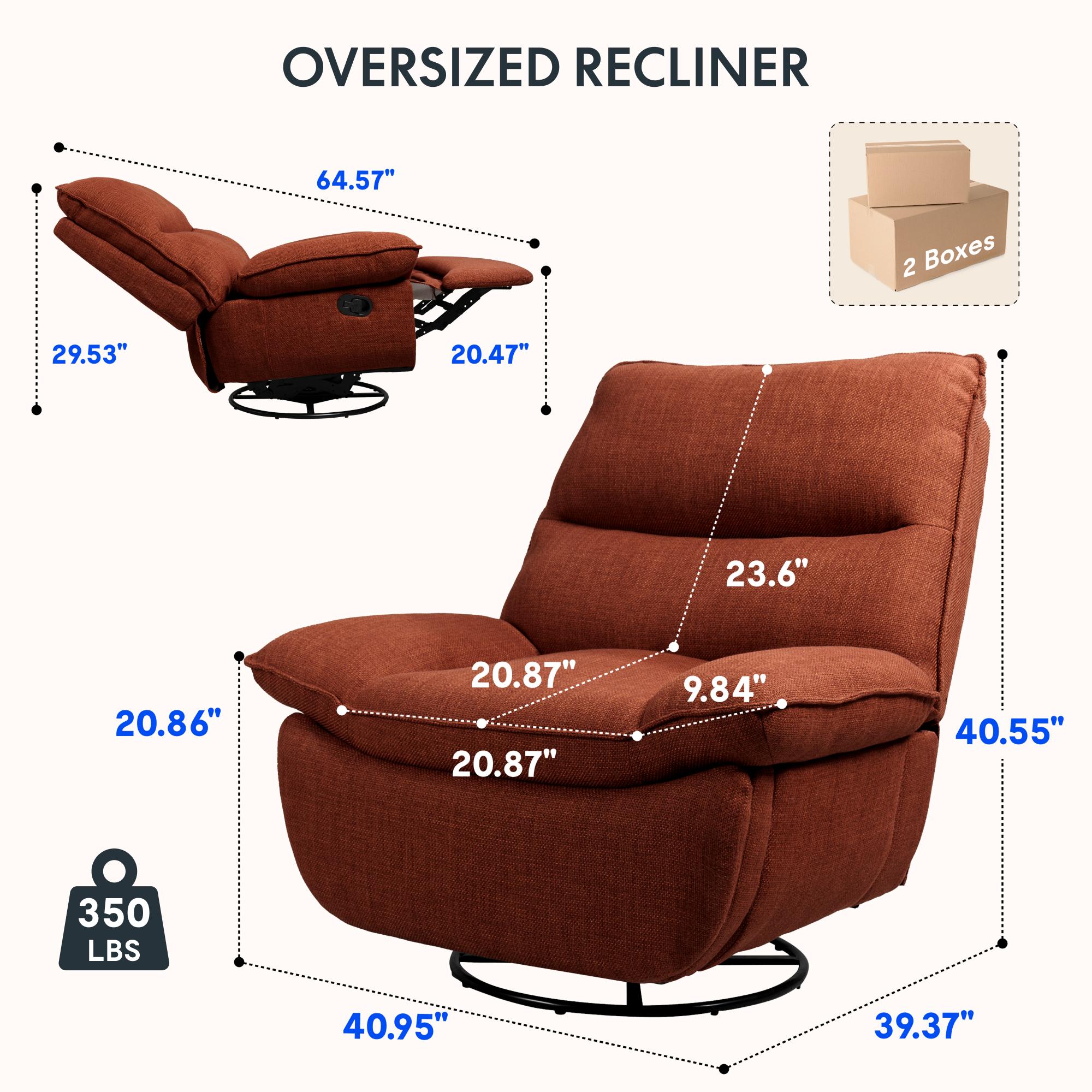 【Valentine Day Sale】FLEXISPOT Swivel Rocker Recliner Chair, Oversized Armless Lounge Sofa for Cross-Legged Sitting, Faux Leather Nursery Glider with Hidden Storage, 270° Swivel & Heavy Duty Support for Living Room Office, Pet Friendly & Easy Clean