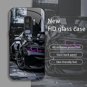 Black Racing drop-resistant glass phone case suitable for [Galaxy S9+] protective film full cover protective glass back panel skin-friendly feel 995