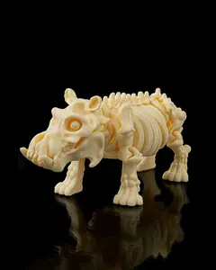 Articulated 3D Printed Skeleton Hippo - Movable Anatomical Hippopotamus Model, Gothic Skeleton Decor