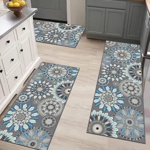 [TiktokShopHolidayHaul] HEBEMAT Washable Boho Kitchen Rug Mat Sets 3 Piece, Farmhouse Non Slip Kitchen Rug Runner, Washable Non Skid Kitchen Rugs, Bohemian Kitchen Floor Mat for Hallway Entryway Laundry Room