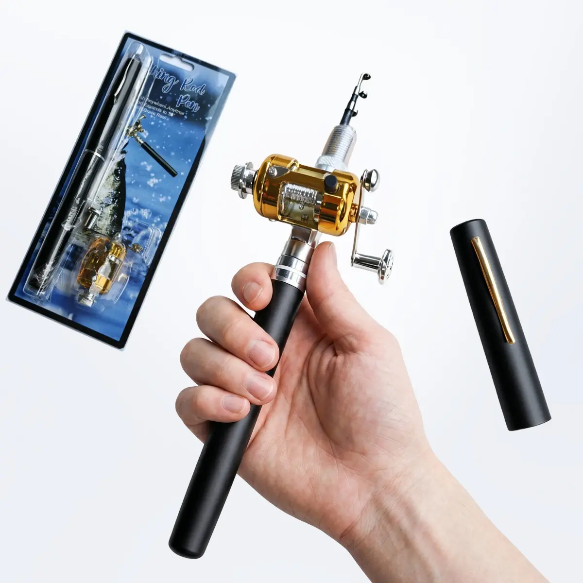 Fishing Rod Reel Combo, Mini Pen Fishing Pole Kit, Telescopic Fishing Rod with Spinning Reel, Portable Fishing Gear for Outdoor Travel, Hiking And Backpacking, Compact Fishing Set for Stream And Lake Fishing