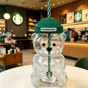 591ml  2026 Limited Edition Glass Bearista Tumbler Gift New Release one-of-a-kind bear pattern Starbucks coffee