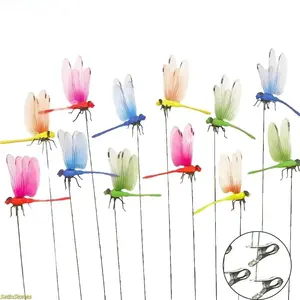 12-Pack Dragonfly Fly Repellent Clips — 3D Realistic Dragonfly Garden Decor, Chemical-Free Insect Repellent — Ideal for Patios, Backyards, Outdoor Plants, and Camping