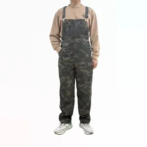 OeyFnbmO Men's Camo Adjustable Denim Overalls Fashion Bibs Coveralls with Pockets Camouflage Outdoor Wear Jumpsuit with Zipper for Fall Winter